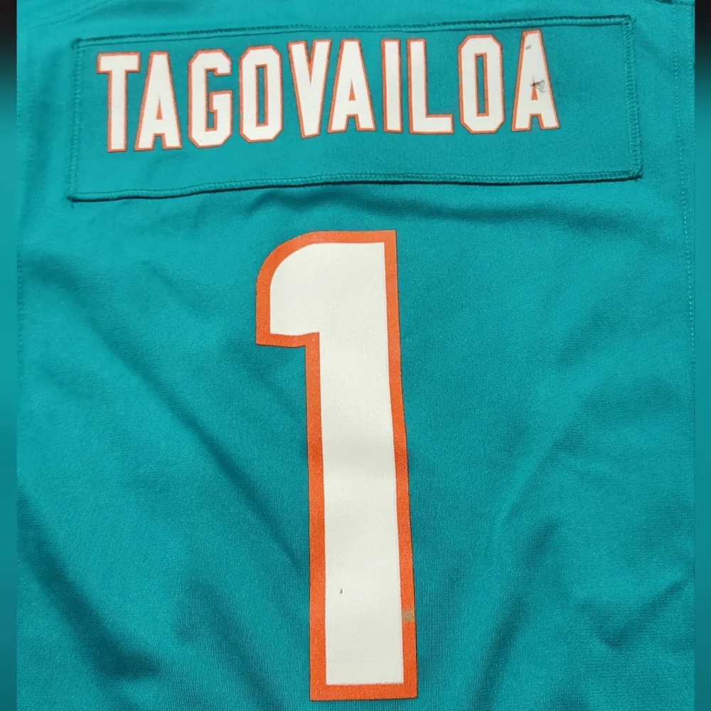 Nike Youth Miami Dolphins Tua Tagovailoa #1 Aqua Game Jersey Youth Medium 10/12 - Picture 9 of 13